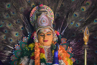Vibrant depiction of Vasanta, god of spring, with flowers in full bloom.