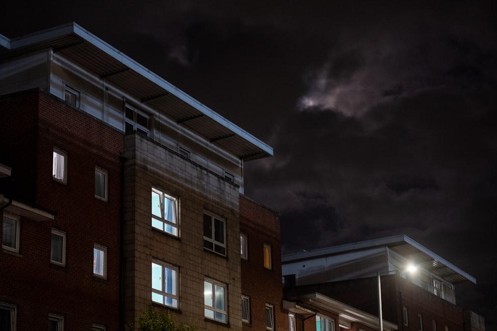 a building with a street light in front of it