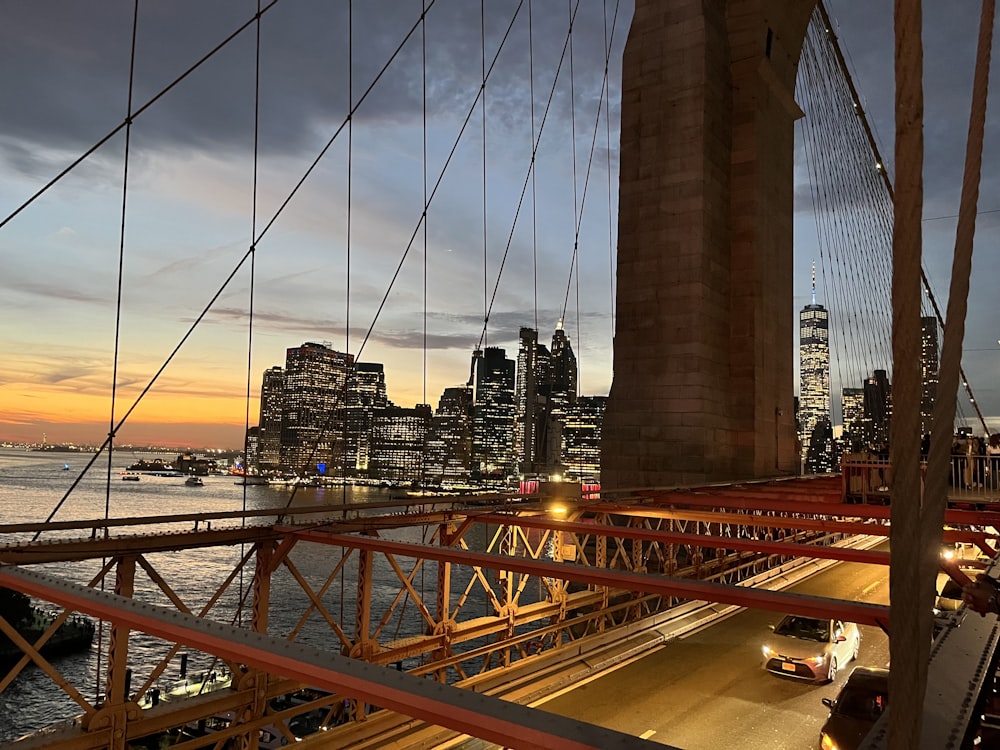 a view of a city skyline from a bridge