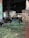 A large indoor exhibition space with projections of colorful floral and abstract patterns on walls and floors. The room is filled with people, some sitting and others walking, engaging with the immersive art experience. Tall metal columns are present, supporting the structure.