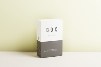 a box sitting on top of a white table