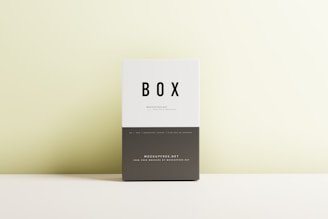 a box sitting on top of a white table
