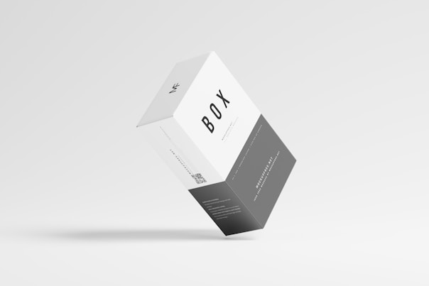 a white box with a black box on top of it