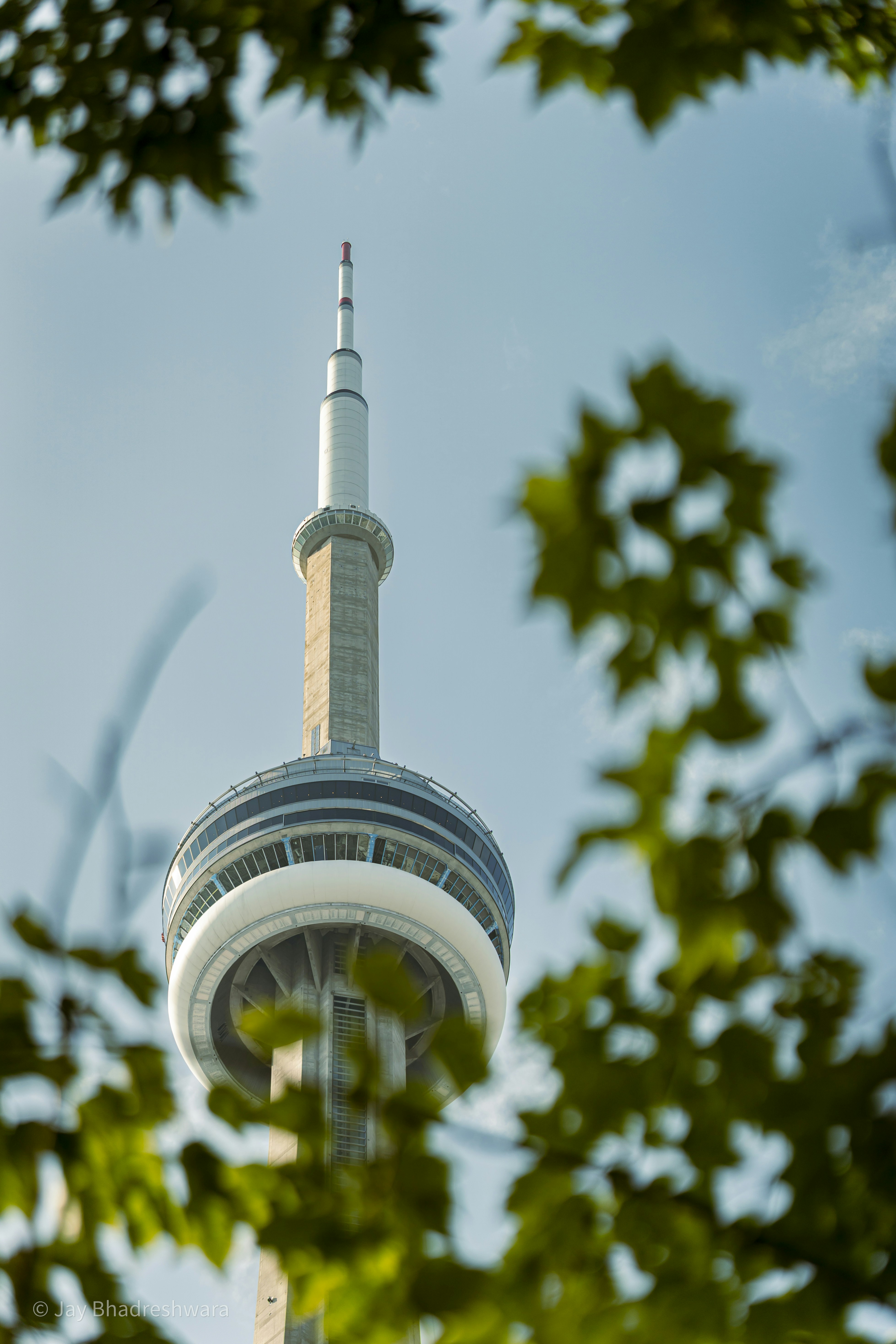 a view of the top of a tall building