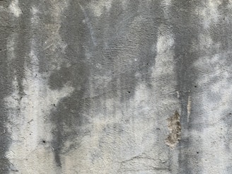 A weathered and textured concrete wall exhibits various shades of gray and subtle stains. The surface features irregular patterns and discolorations that create a mix of light and shadow.