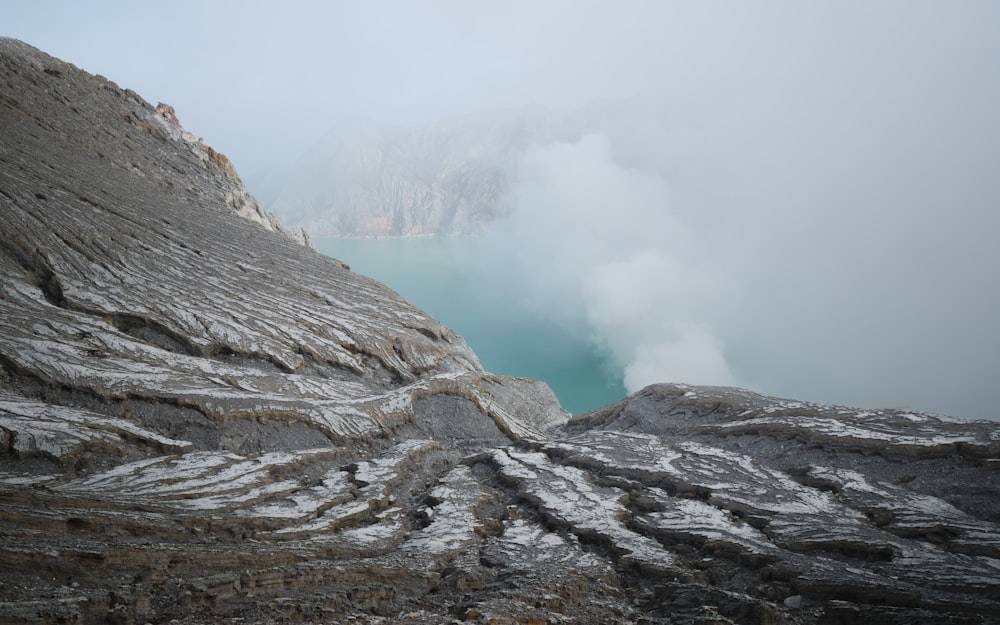 a large body of water surrounded by mountains