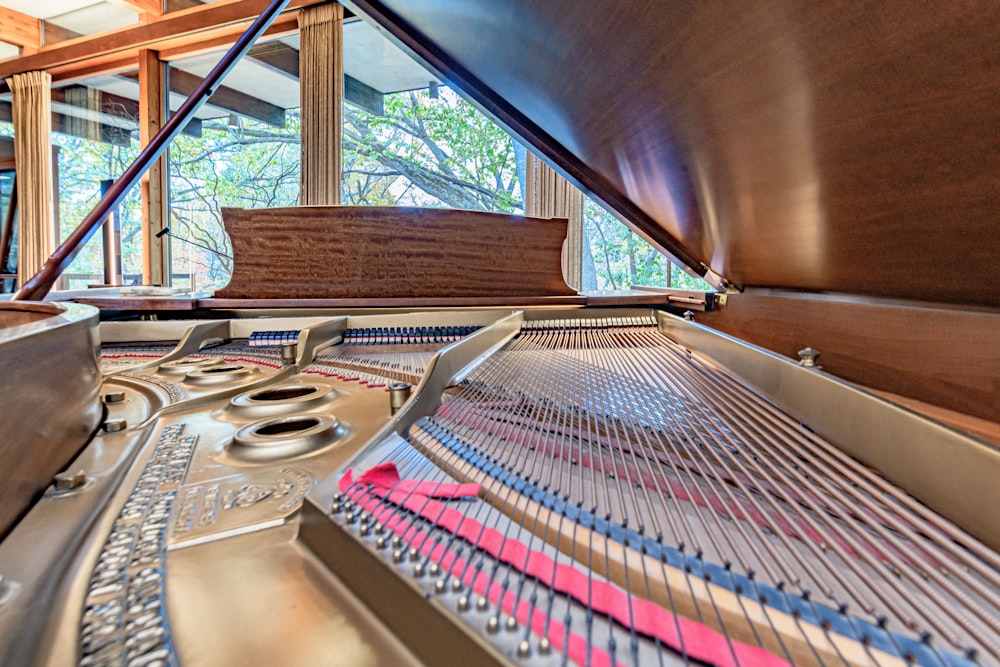 a close up of a piano in a room