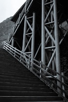 a black and white photo of some stairs