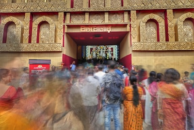 The vibrant entrance of Ilè Asé Ogum Yemonjá Atí Osóòsí, decorated for a festival.