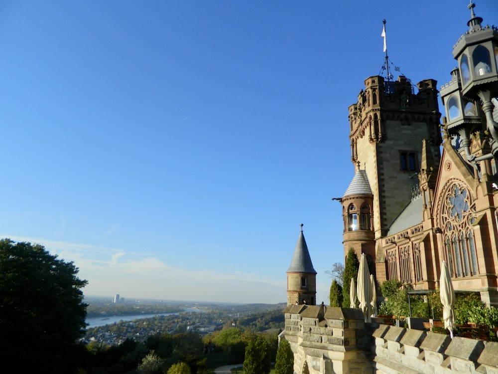 a castle like building with a steeple on top of it