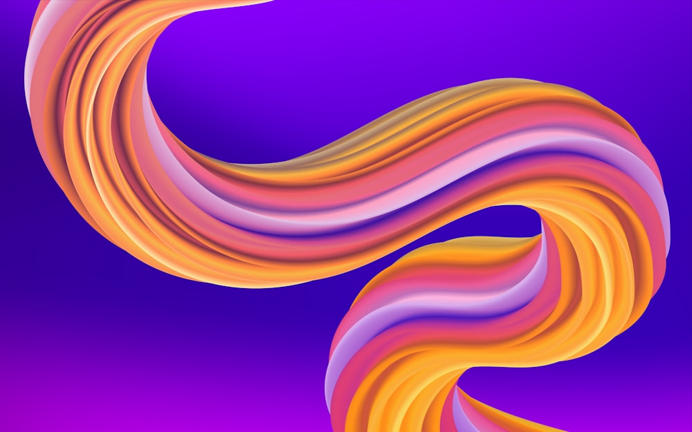 물결 모양의 선이 있는 보라색과 주황색 배경