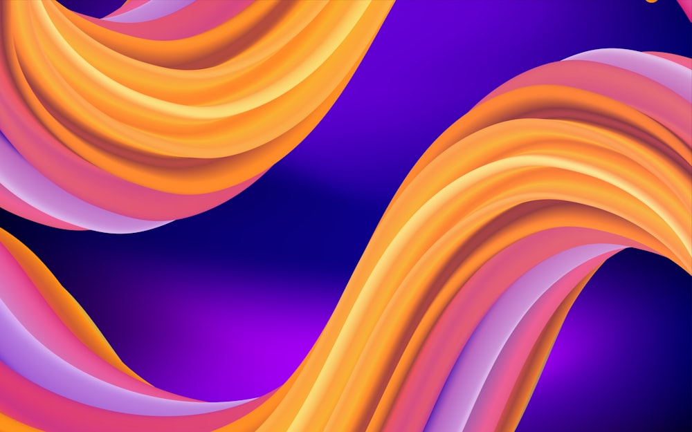 a purple and orange background with wavy lines