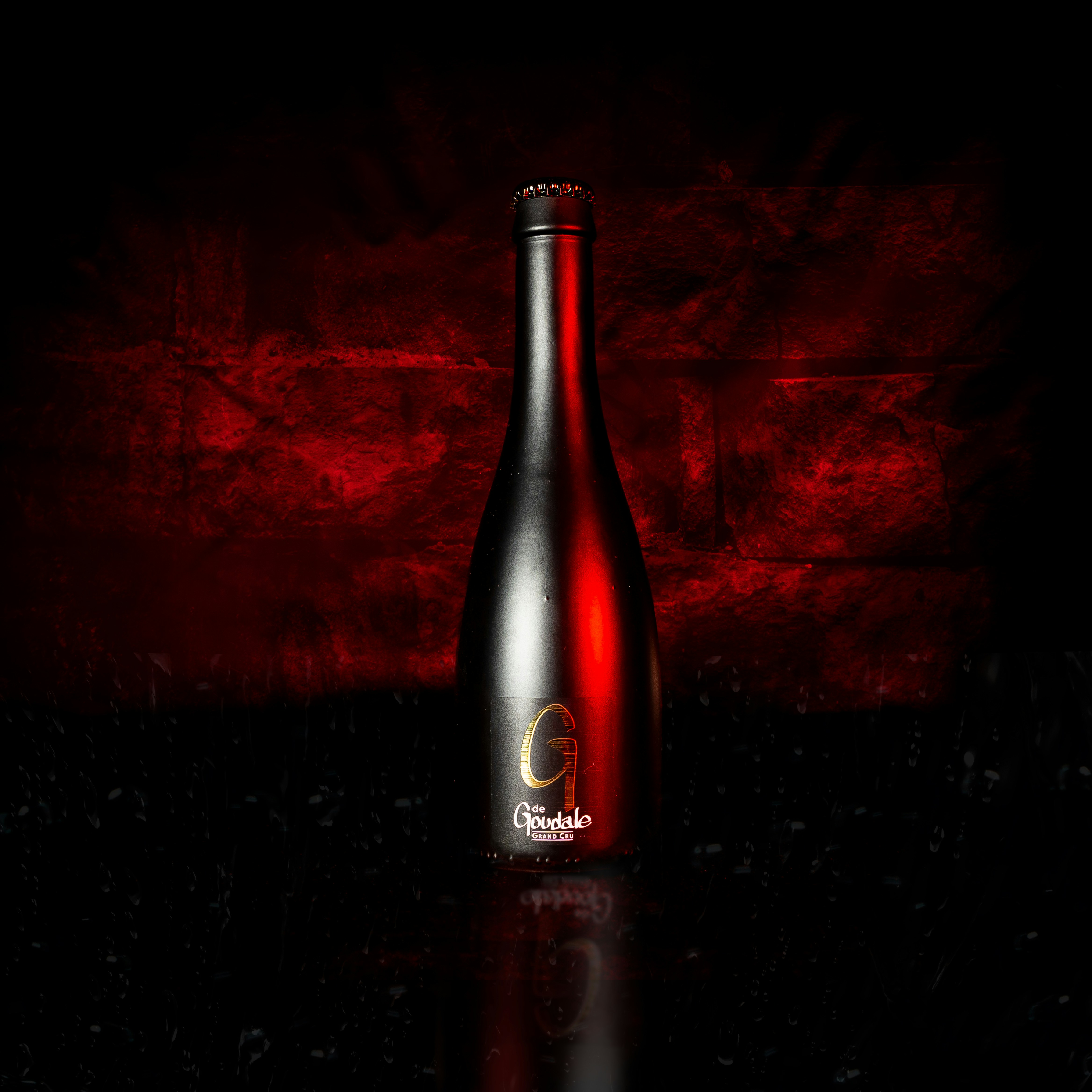 a bottle of beer sitting on top of a table