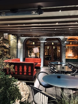 An inviting photo of a restaurant's outdoor seating.