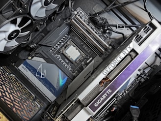 a close up of a computer motherboard