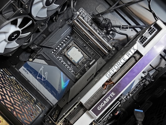 a close up of a computer motherboard