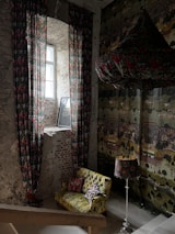 Bright, freshly painted interior walls with wallpaper accents.