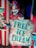 A sinister clown figure with red hair and a disturbing grin holds a sign with the words 'FREE ICE CREAM' splattered in fake blood. The clown, dressed in a red and blue outfit with a matching hat, also holds a bloody ice cream cone. The background features a red and white striped booth, adding to the carnival-like setting. The overall scene is designed to evoke a sense of horror.