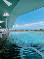 A modern infinity pool with stunning views.