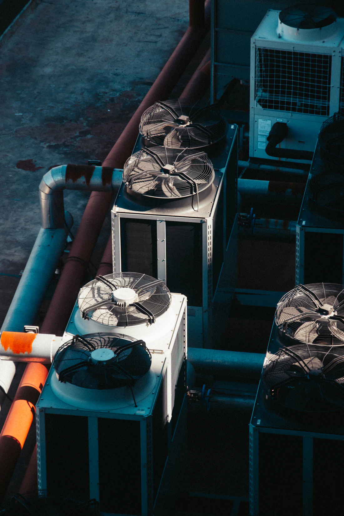 Outdoor AC condenser units in a row