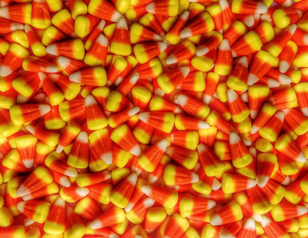 a pile of candy corn on top of each other