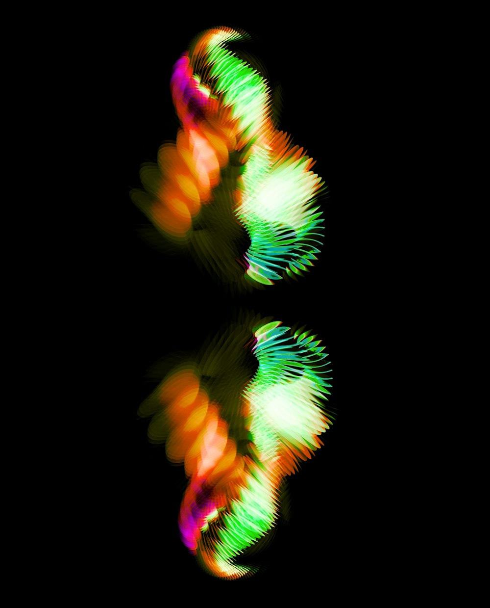 a blurry image of colorful lights on a black background