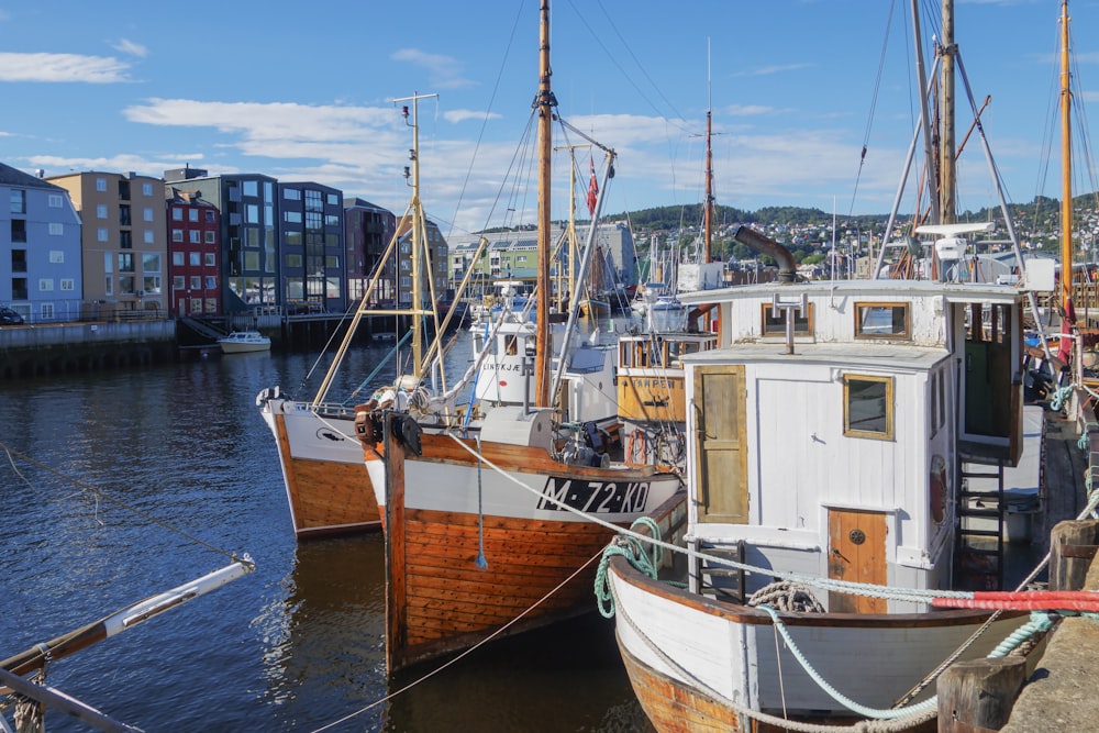 a couple of boats that are sitting in the water