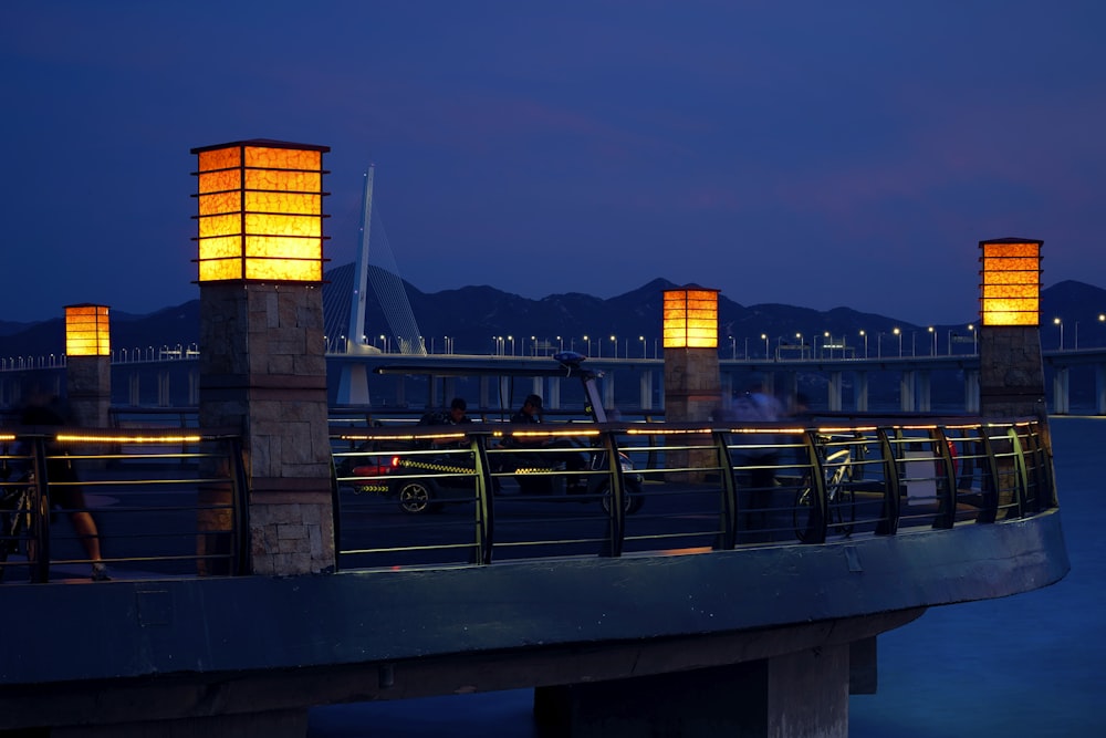 a bridge that has some lights on it