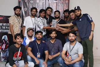 a group of men posing for a picture