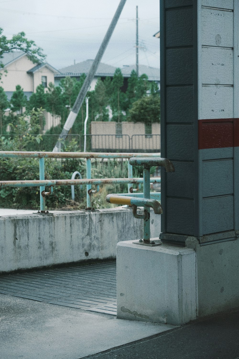 a building with a crane in the background