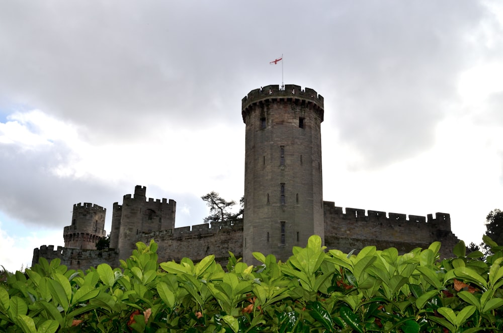 a castle with a flag on top of it