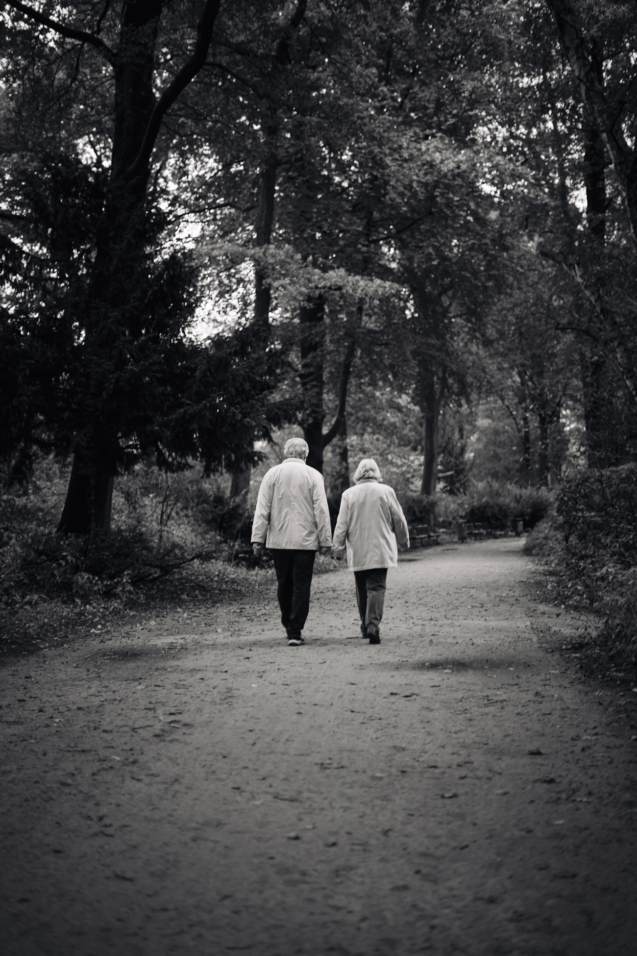 Duas pessoas caminhando juntas por um caminho ao ar livre