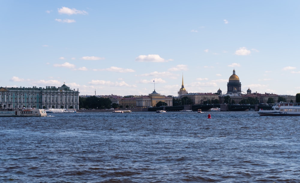 a large body of water with boats in it