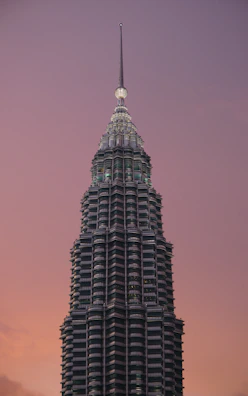 High-resolution image of an urban skyline at sunset highlighting intricate architectural details
