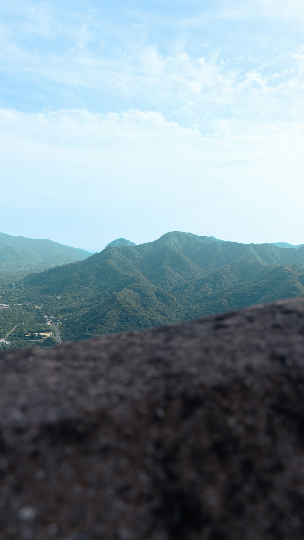 a view of a mountain range from a distance