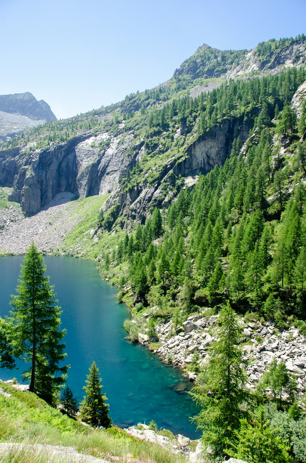 a large body of water surrounded by mountains