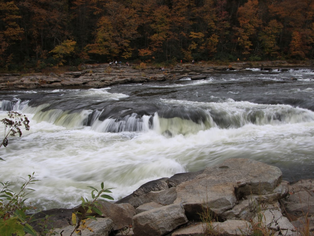 a large body of water surrounded by rocks