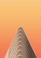 A sleek corporate website homepage featuring a rich orange gradient background with beige accents and minimalist luxury design elements.