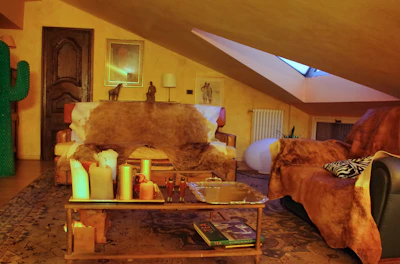 A cozy living room featuring stylish home decor with warm lighting