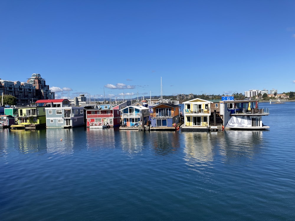 a bunch of houses that are floating in the water