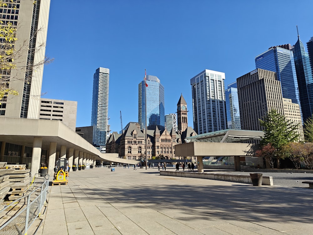 a city with tall buildings in the background