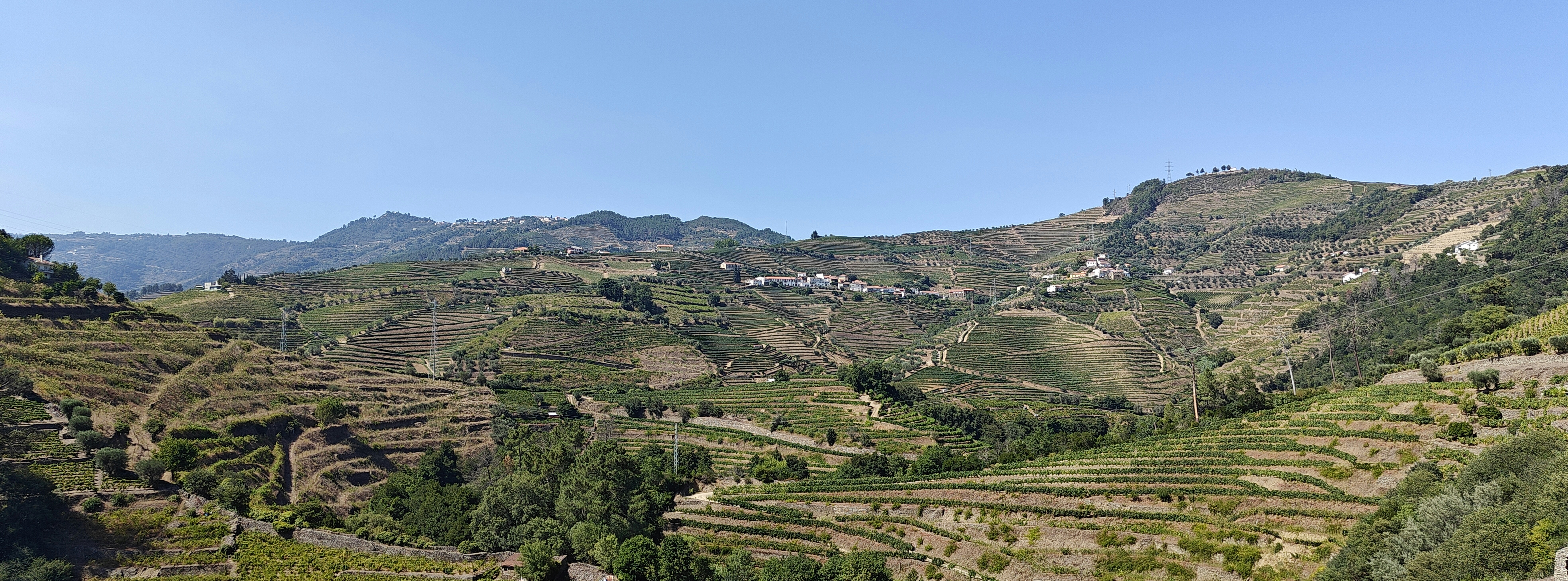 Blick auf einen Berghang mit vielen Terrassen