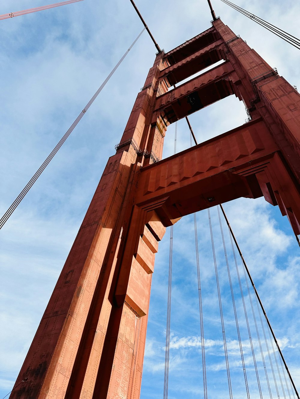 a view of the top of the golden gate bridge