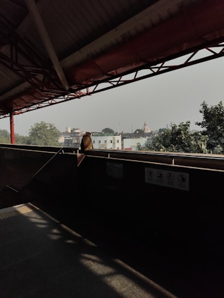 Wide shot of a multi-story building in Chennai fitted with protective monkey safety nets.