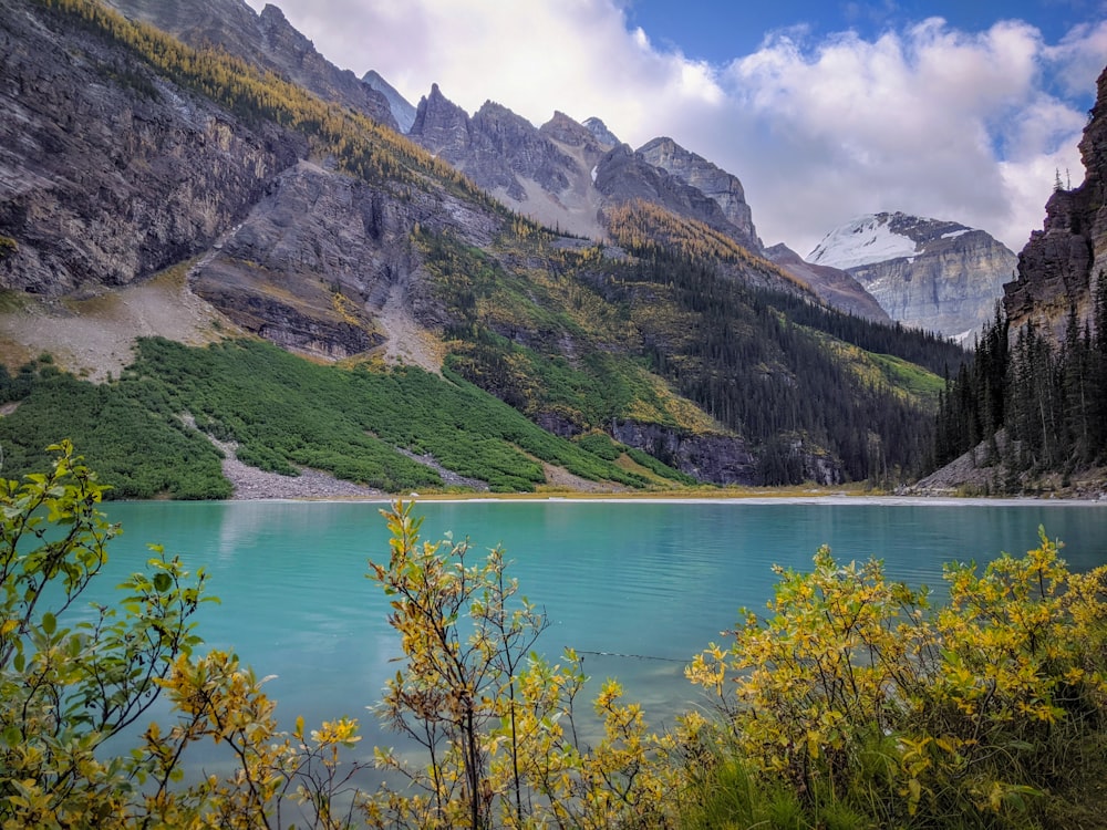 a mountain lake surrounded by trees and mountains