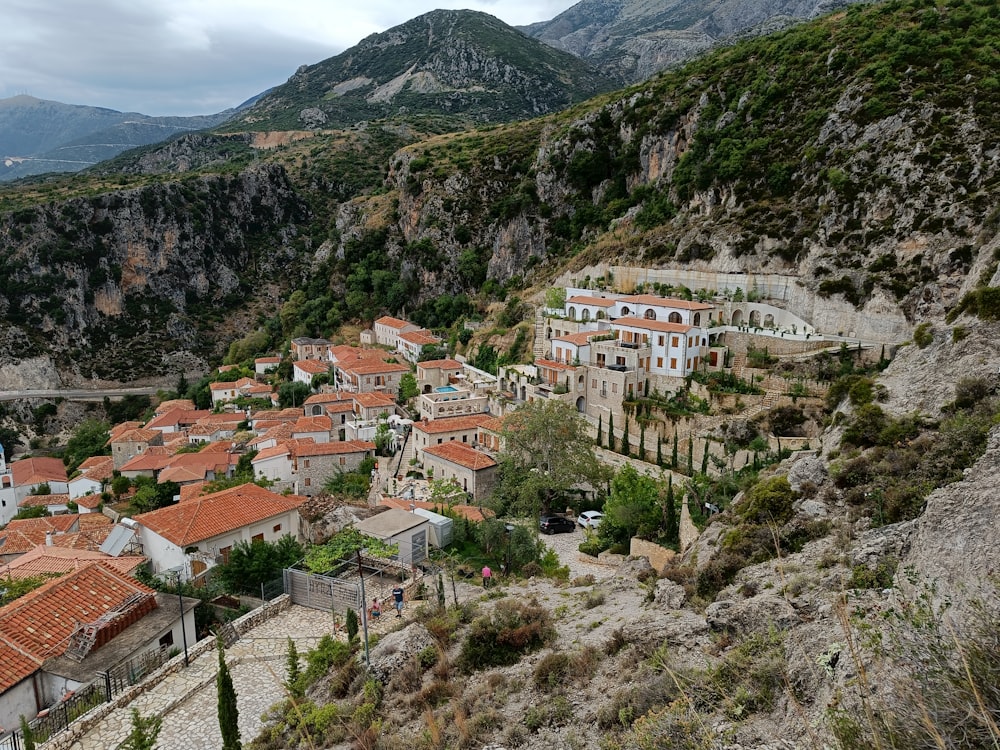 a small village nestled in the side of a mountain