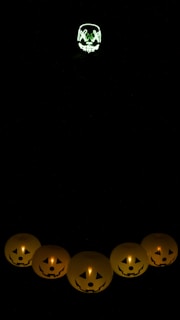A close-up of a haunted prop with glowing effects.