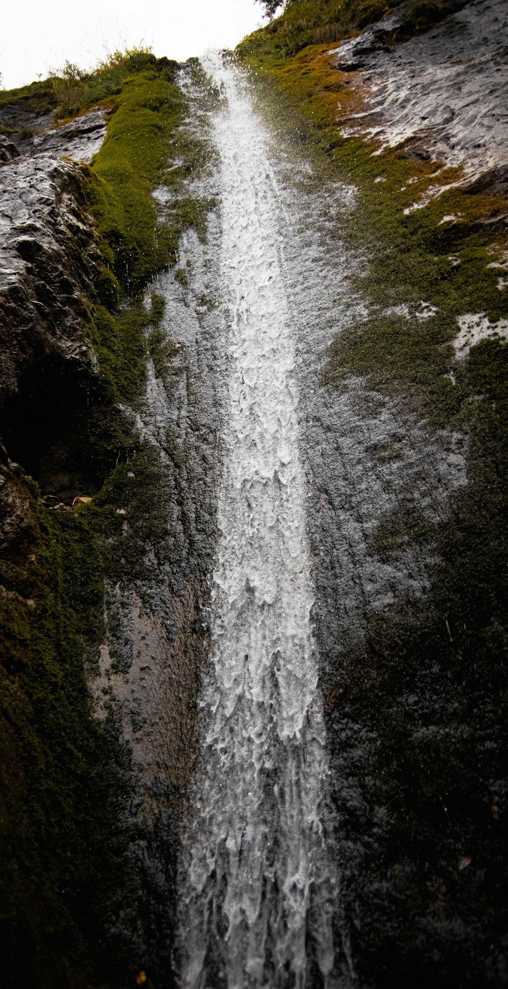 una corriente de agua que corre por la ladera de una montaña