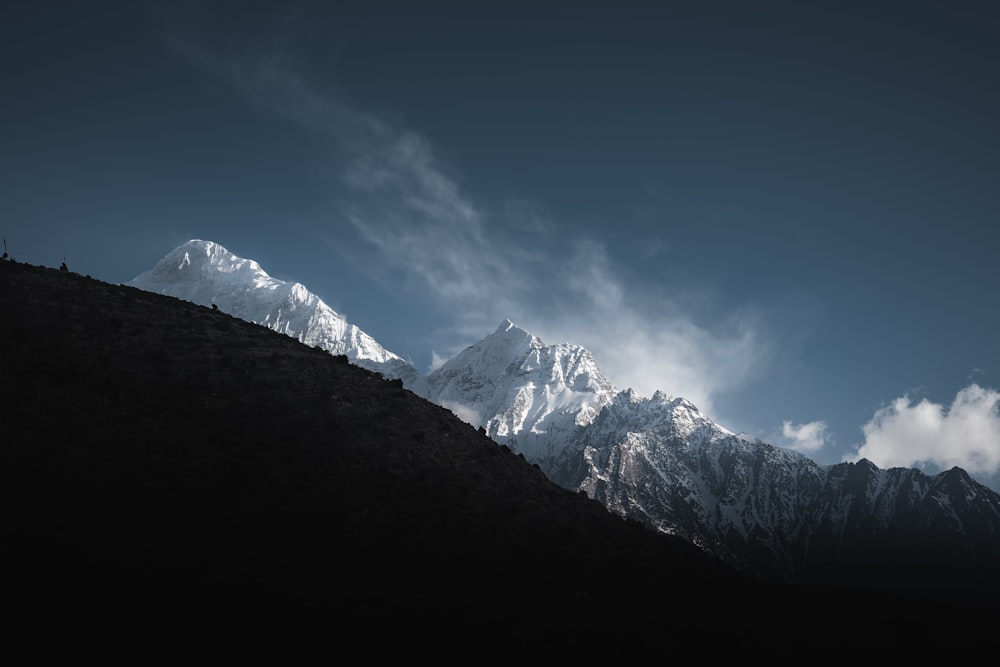 a view of a mountain range with clouds in the sky