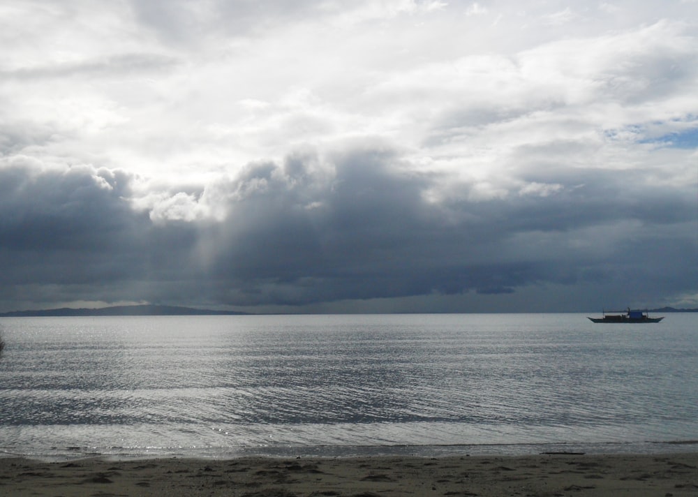 a large body of water under a cloudy sky